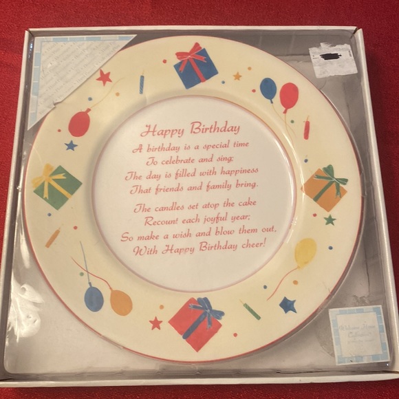Cake Plate Happy Birthday Hand Painted Ceramic Celebration Collectible - Picture 2 of 12
